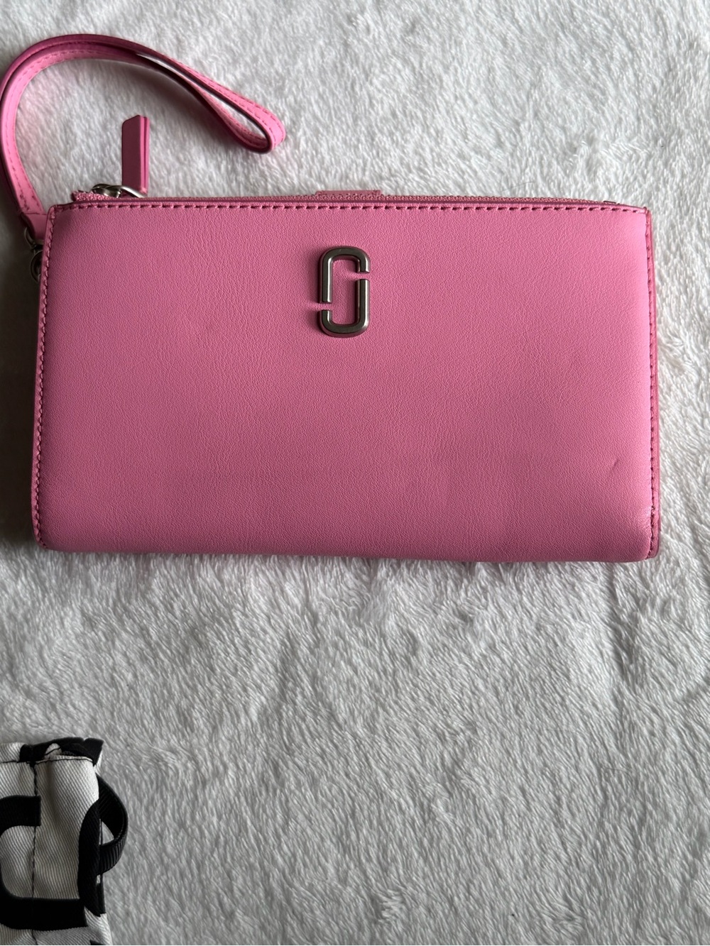 Marc Jacobs Pink Leather Wristlet Clutch with Silver Hardware